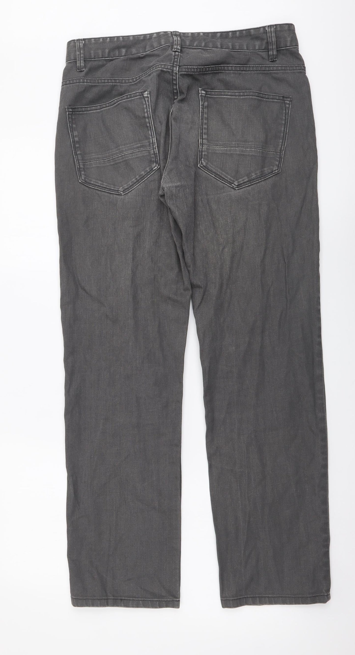 NEXT Womens Grey Cotton Straight Jeans Size 30 L29 in Slim Button