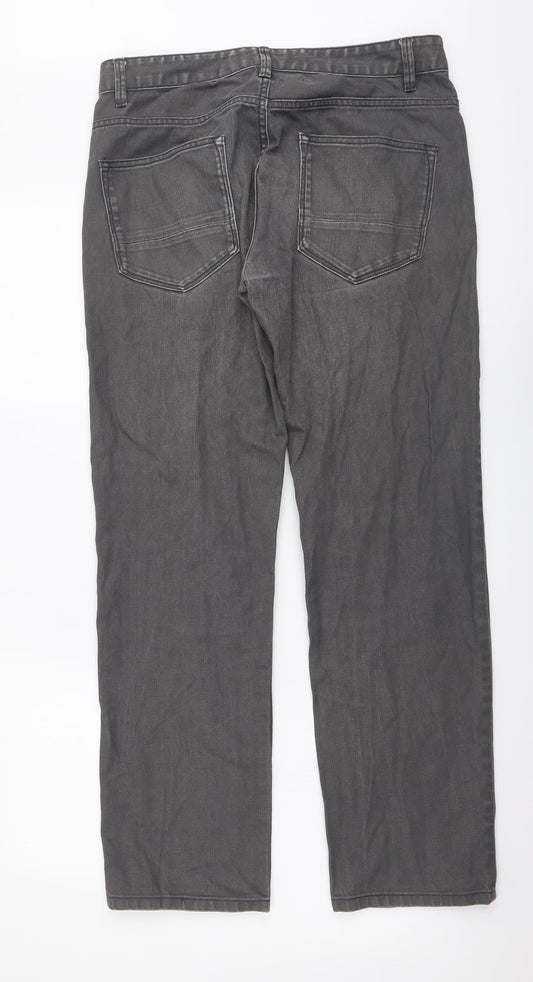 NEXT Womens Grey Cotton Straight Jeans Size 30 L29 in Slim Button