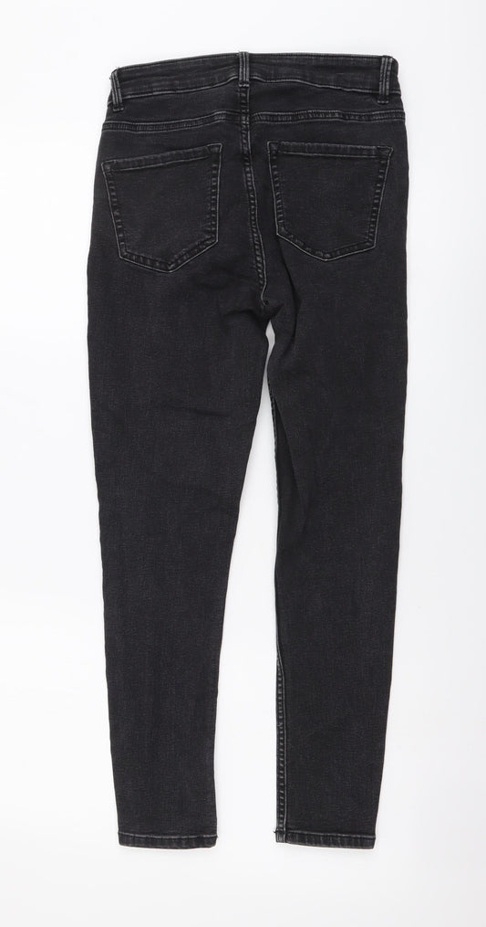 Marks and Spencer Womens Grey Cotton Skinny Jeans Size 8 L25 in Regular Button