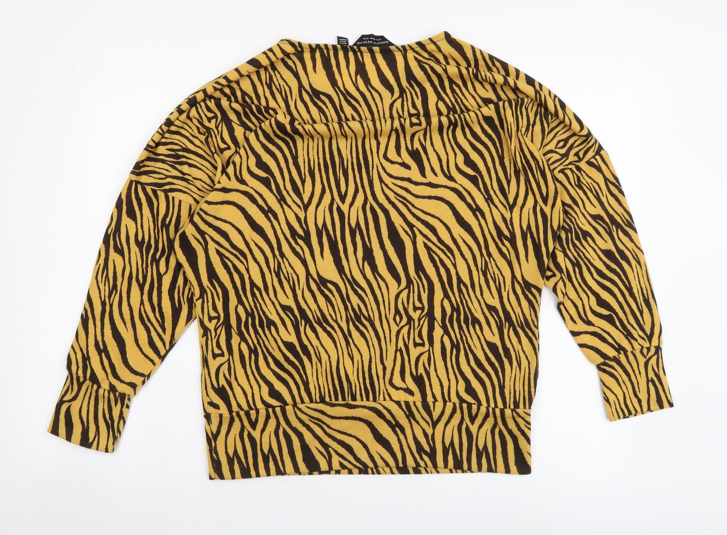 Dorothy Perkins Womens Yellow Round Neck Animal Print Polyester Pullover Jumper Size 12 - Tigger Pattern