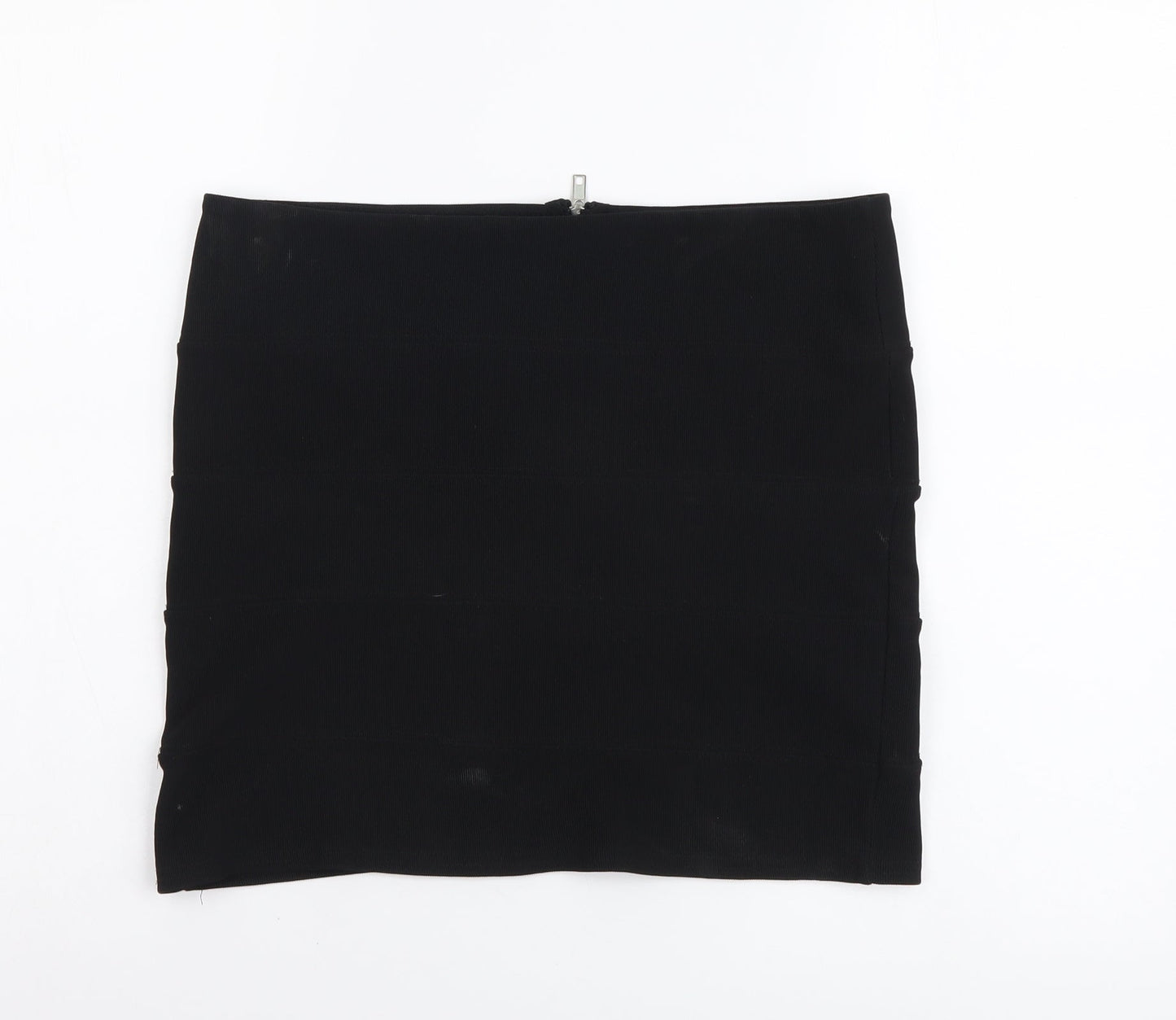 Prewron Womens Black Polyester Mini Skirt Size 30 in Zip