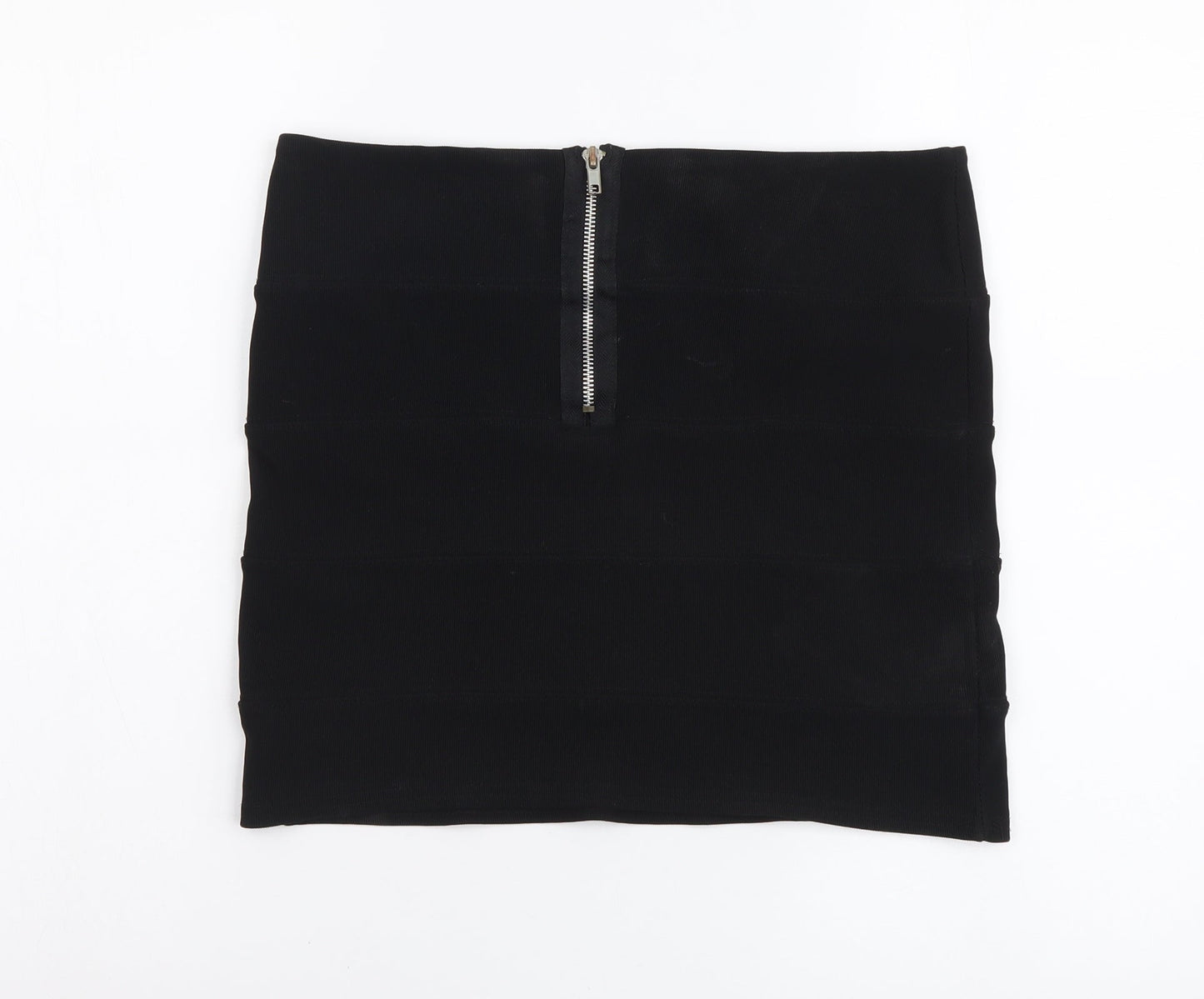 Prewron Womens Black Polyester Mini Skirt Size 30 in Zip