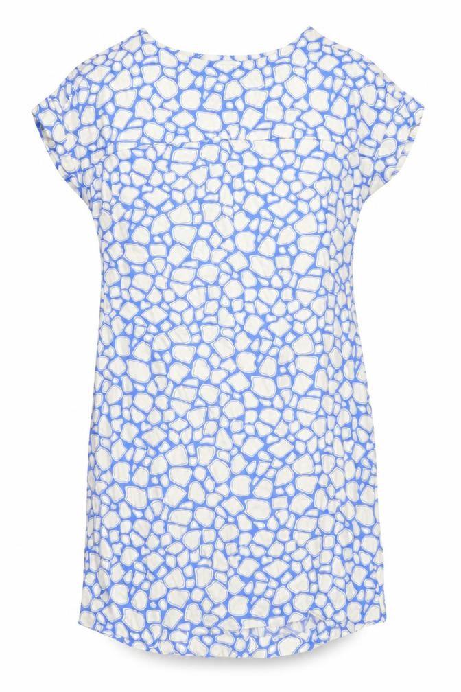 Marks and Spencer Womens Blue Geometric Viscose Shift Size 14 Round Neck Pullover