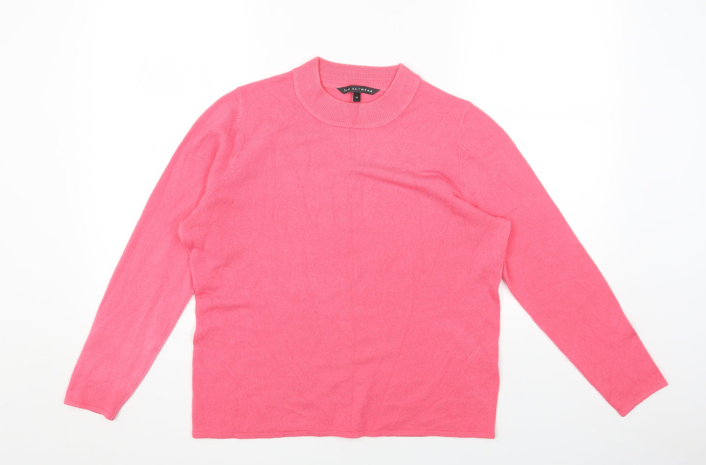 Love Knitwear Womens Pink Mock Neck Acrylic Pullover Jumper Size 14