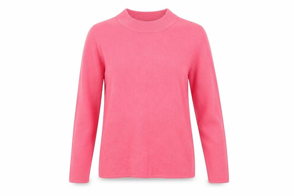 Love Knitwear Womens Pink Mock Neck Acrylic Pullover Jumper Size 14