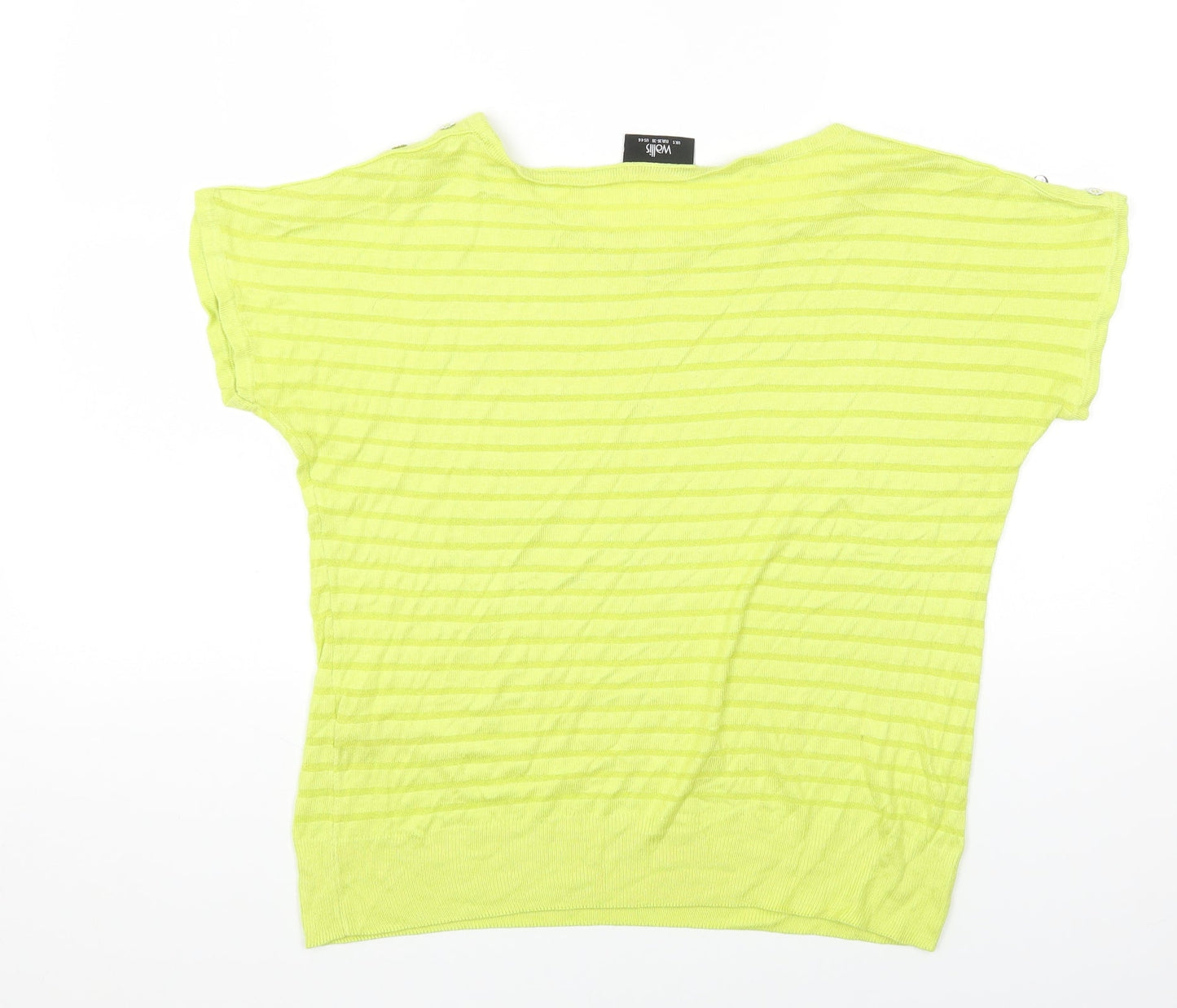 Wallis Womens Green Viscose Basic T-Shirt Size S Round Neck