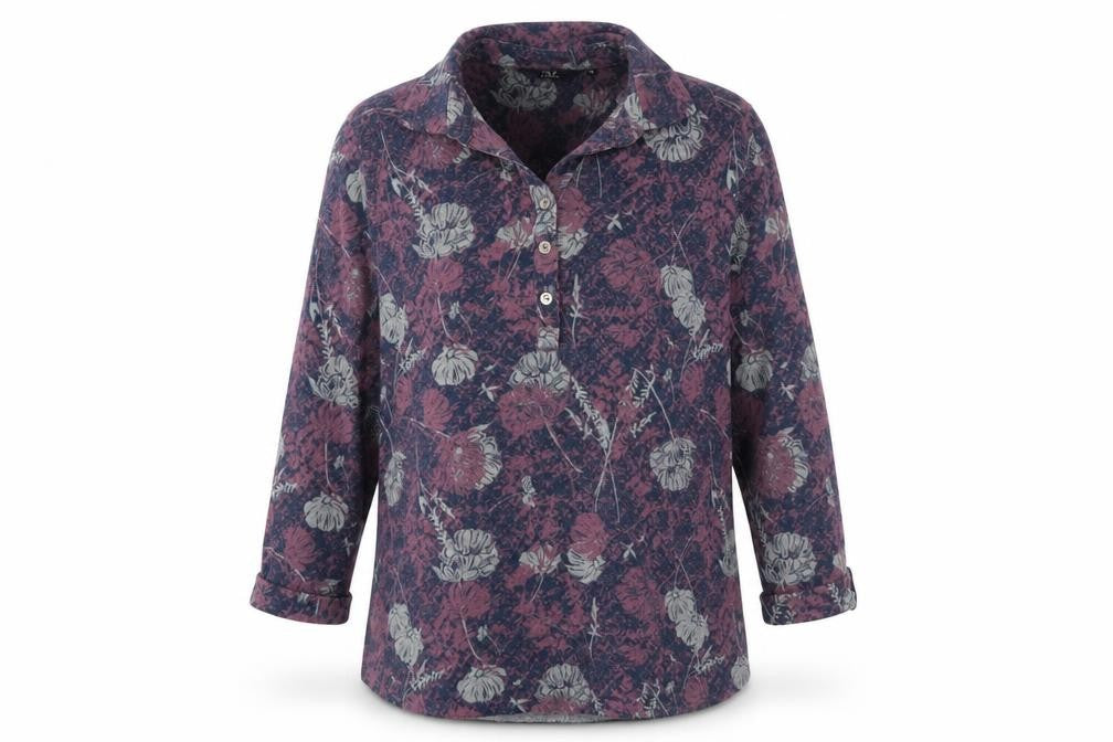 Isle Essentials Womens Multicoloured Collared Floral Polyester Pullover Jumper Size 14