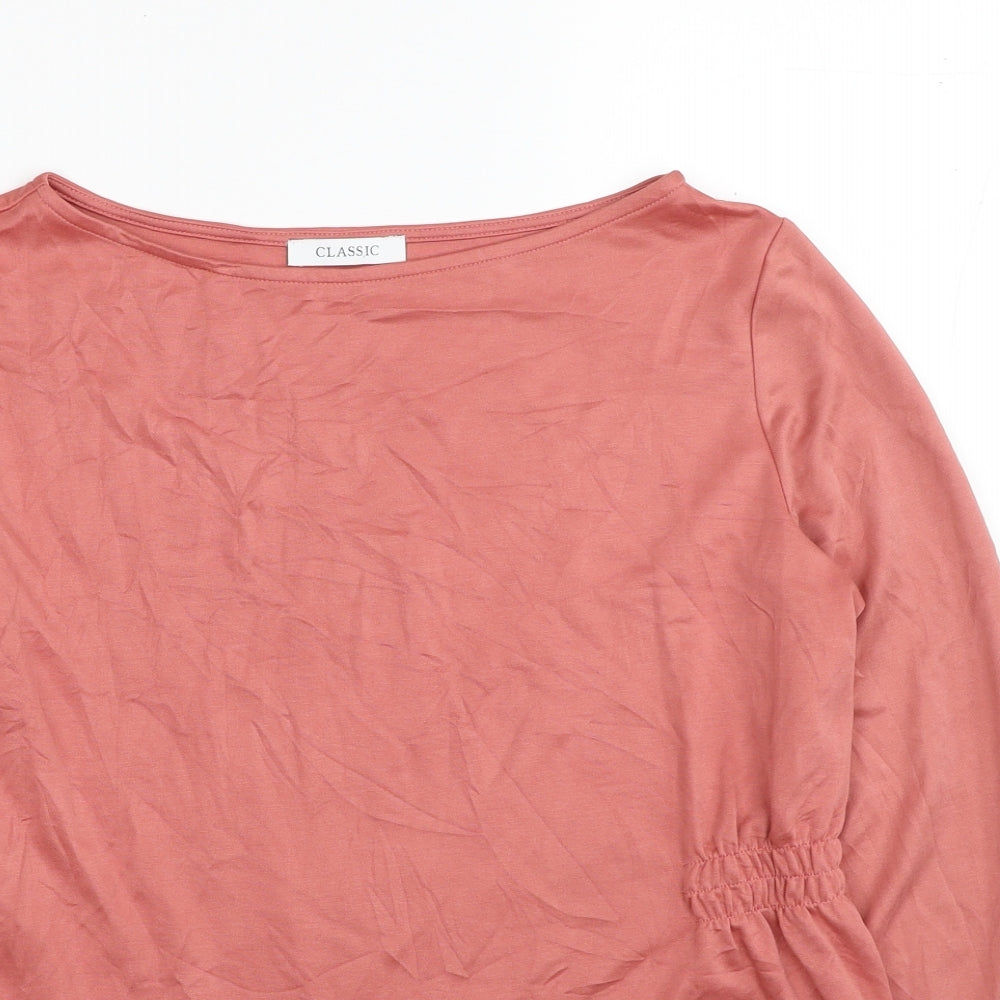 Classic Womens Pink Modal Basic T-Shirt Size 14 Boat Neck - Asymmetric