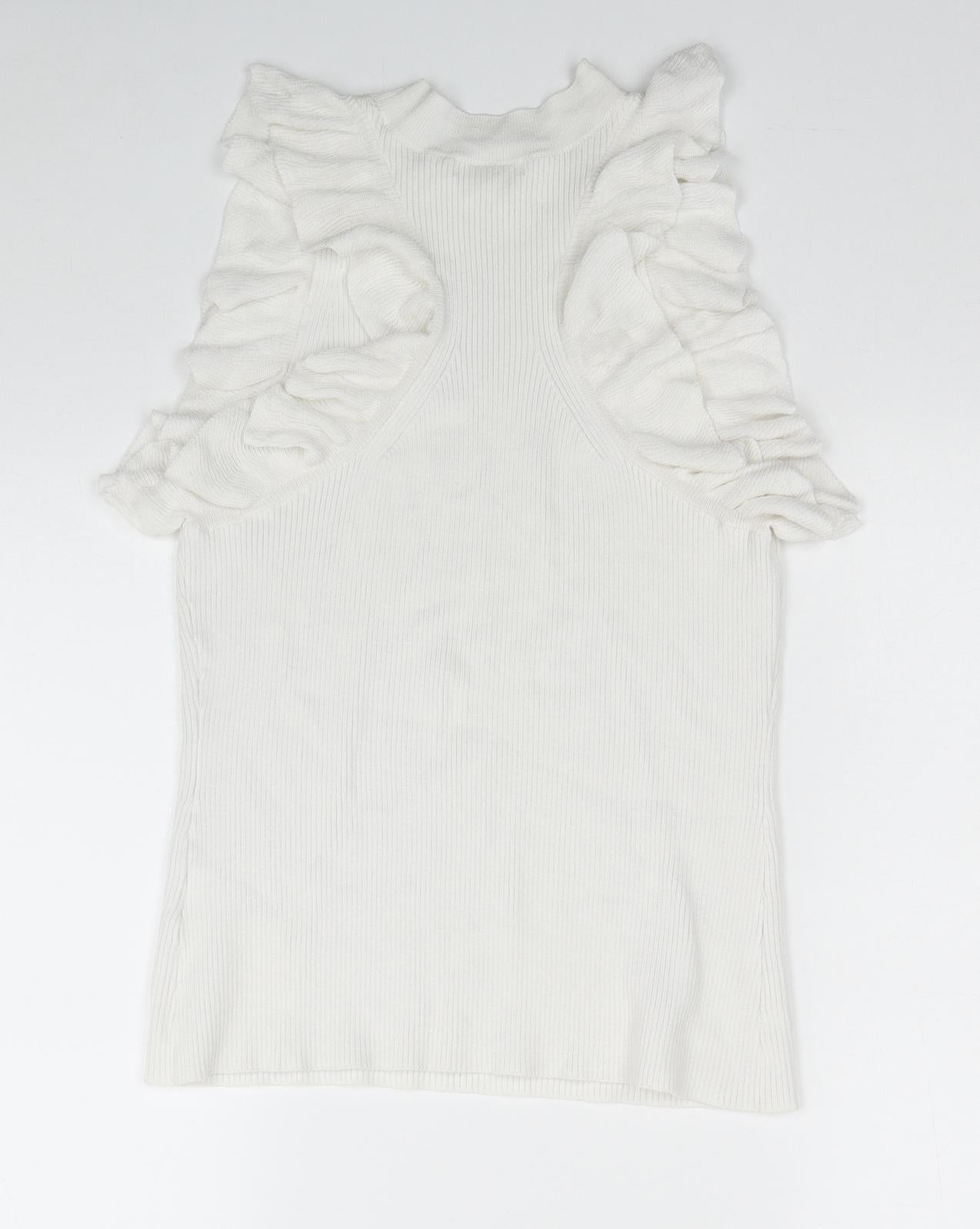 H&M Womens White Mock Neck Acrylic Vest Jumper Size M