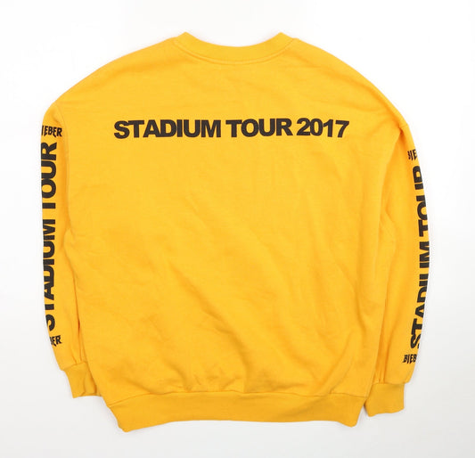 Divided Womens Yellow Cotton Pullover Sweatshirt Size M Pullover - Bieber Stadium Tour 2017