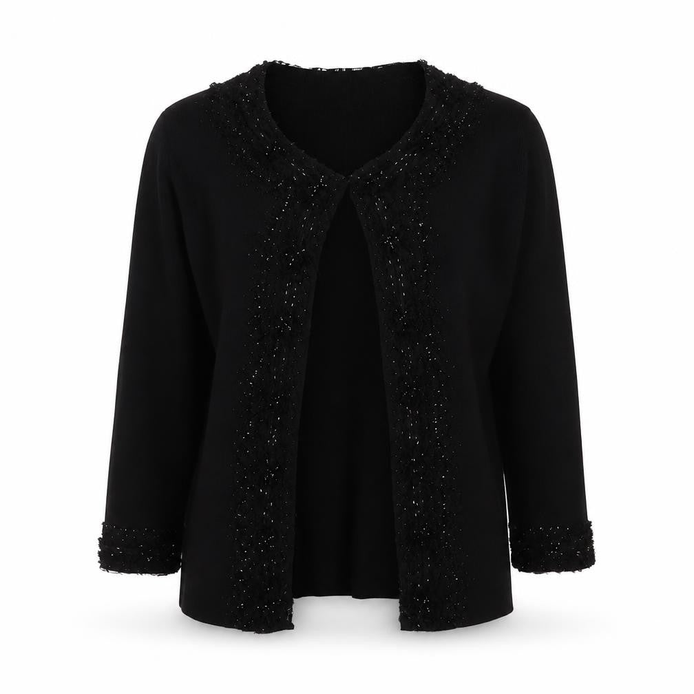 Roman Womens Black V-Neck Polyester Cardigan Jumper Size S