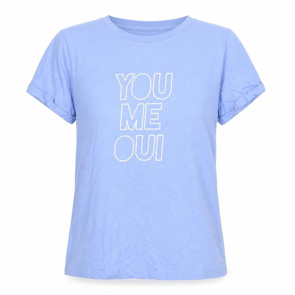 Paramour Womens Blue Cotton Basic T-Shirt Size 12 Round Neck - You Me Oui