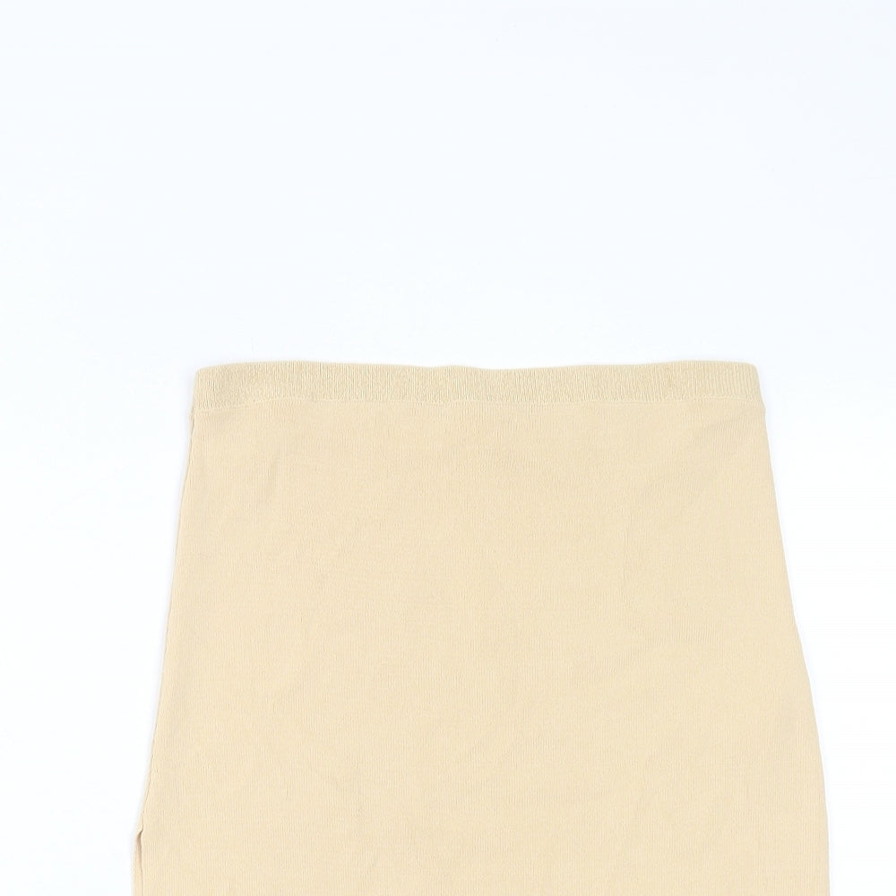 Zara Womens Ivory Viscose A-Line Skirt Size L