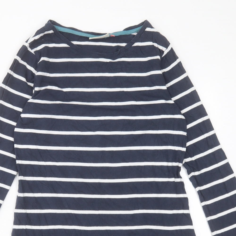 Brakeburn Womens Blue Striped Cotton A-Line Size 10 Boat Neck Pullover