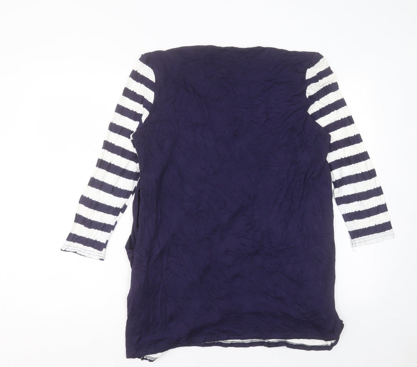 Preworn Womens Blue Striped Viscose A-Line Size L Scoop Neck Pullover
