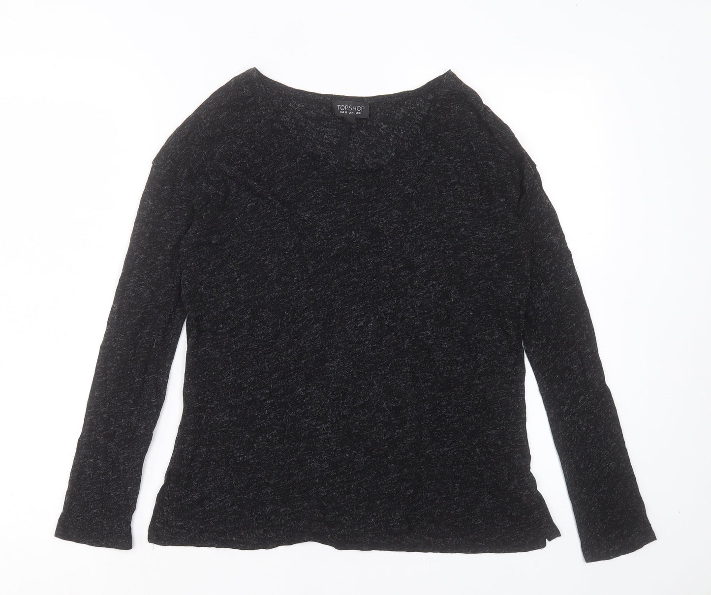 Topshop Womens Black Viscose Basic T-Shirt Size 8 Crew Neck