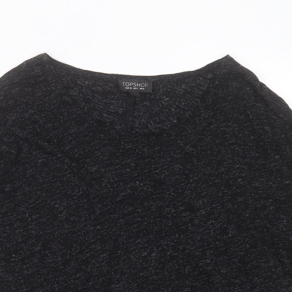 Topshop Womens Black Viscose Basic T-Shirt Size 8 Crew Neck