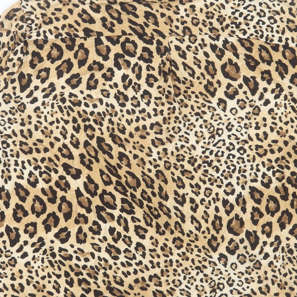 M&Co Womens Animal Print Viscose Basic T-Shirt Size 12 V-Neck