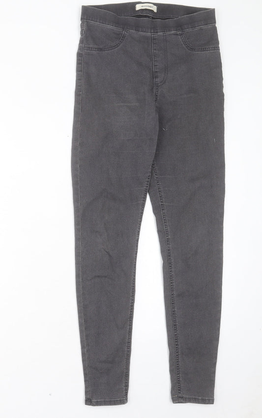 Marks and Spencer Womens Grey Cotton Jegging Trousers Size 8 L28 in Regular