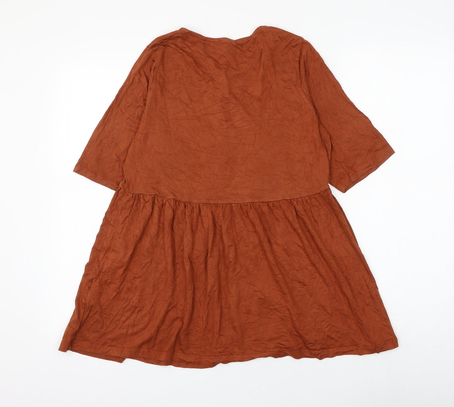 ASOS Womens Brown Viscose Basic Blouse Size 8 Round Neck
