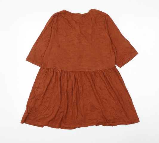 ASOS Womens Brown Viscose Basic Blouse Size 8 Round Neck
