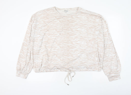 Jeff&Co Womens White Animal Print Polyester Pullover Sweatshirt Size 12 Pullover - Zebra Print