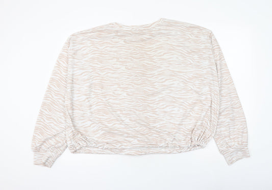 Jeff&Co Womens White Animal Print Polyester Pullover Sweatshirt Size 12 Pullover - Zebra Print