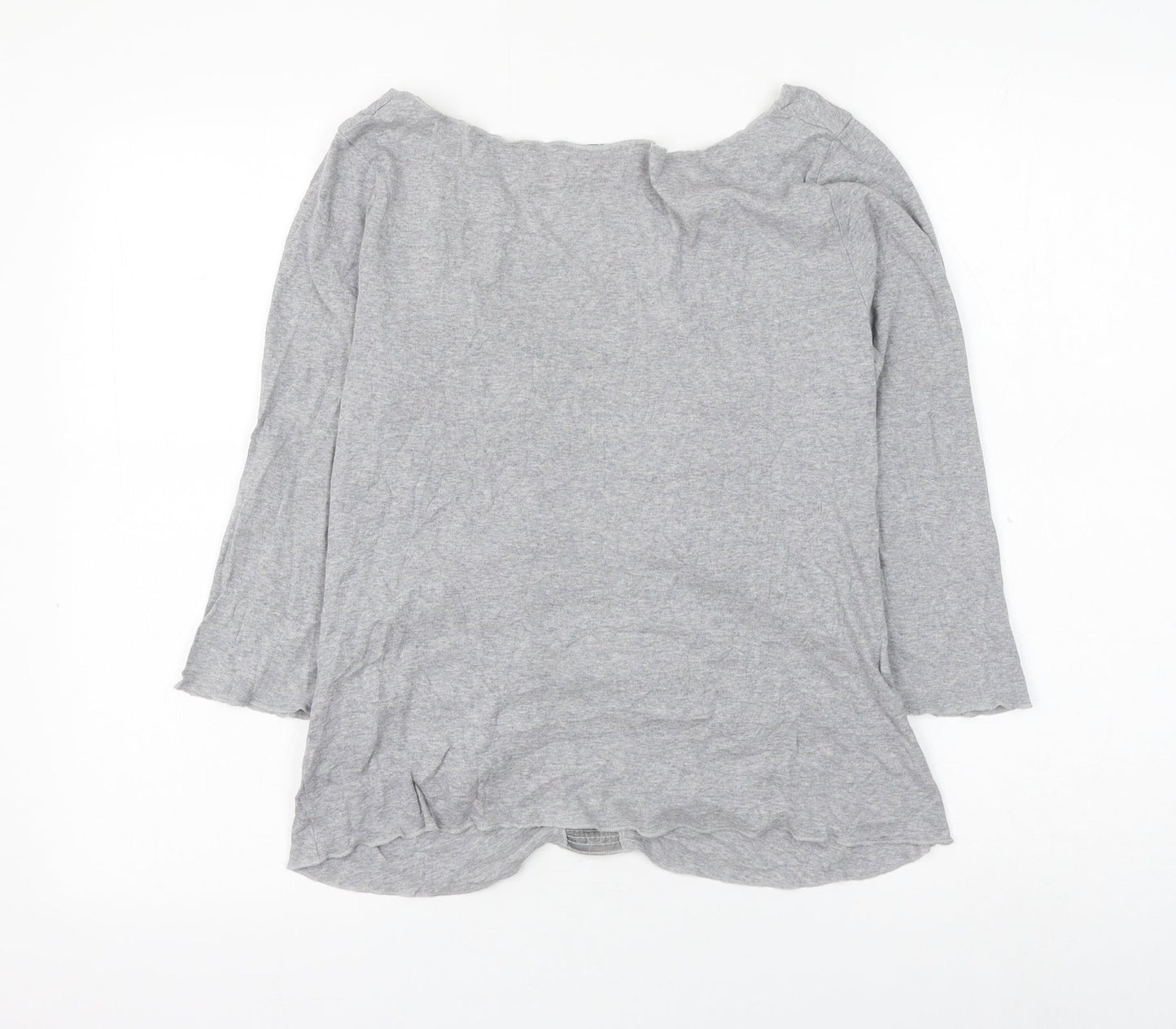 Marks and Spencer Womens Grey Cotton Basic Blouse Size 14 V-Neck