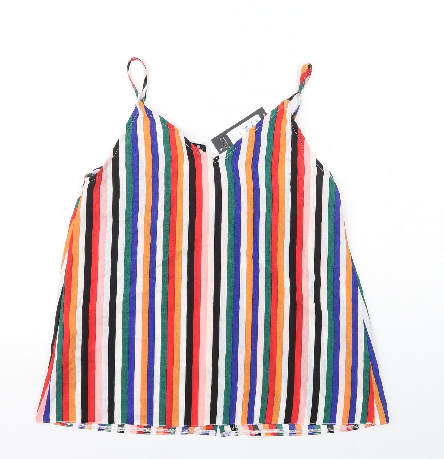 New Look Womens Multicoloured Striped Polyester Camisole Tank Size 8 V-Neck