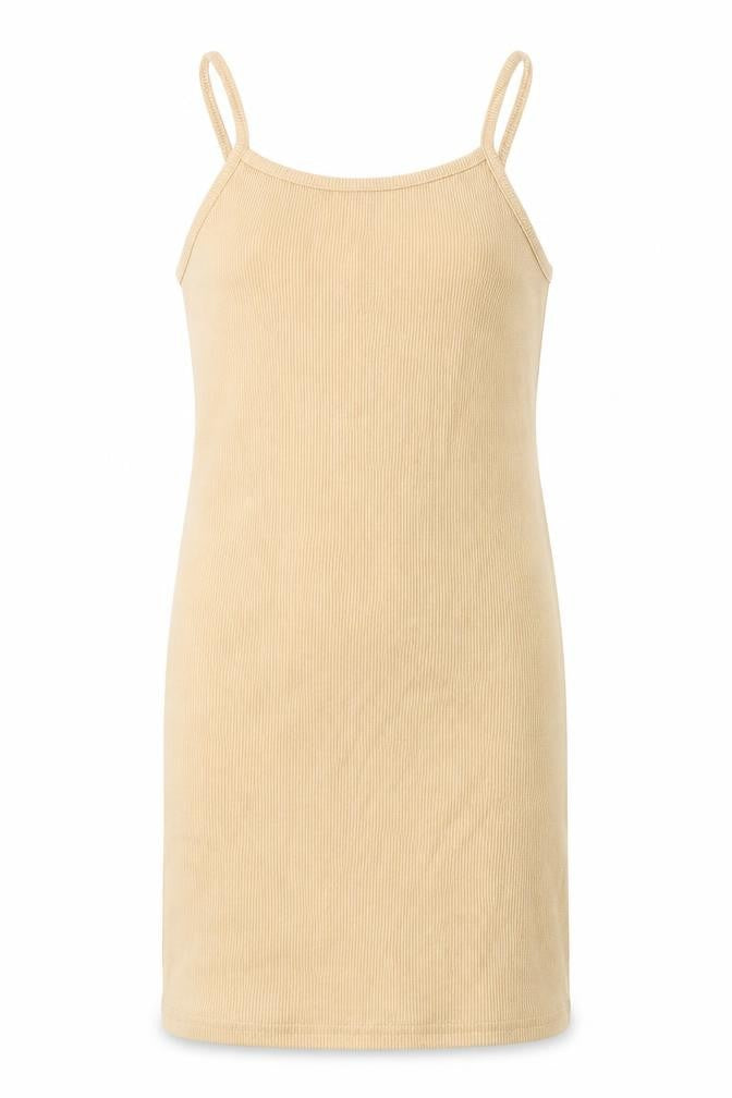 SheIn Girls Beige Polyester Tank Dress Size 9 Years Square Neck Pullover