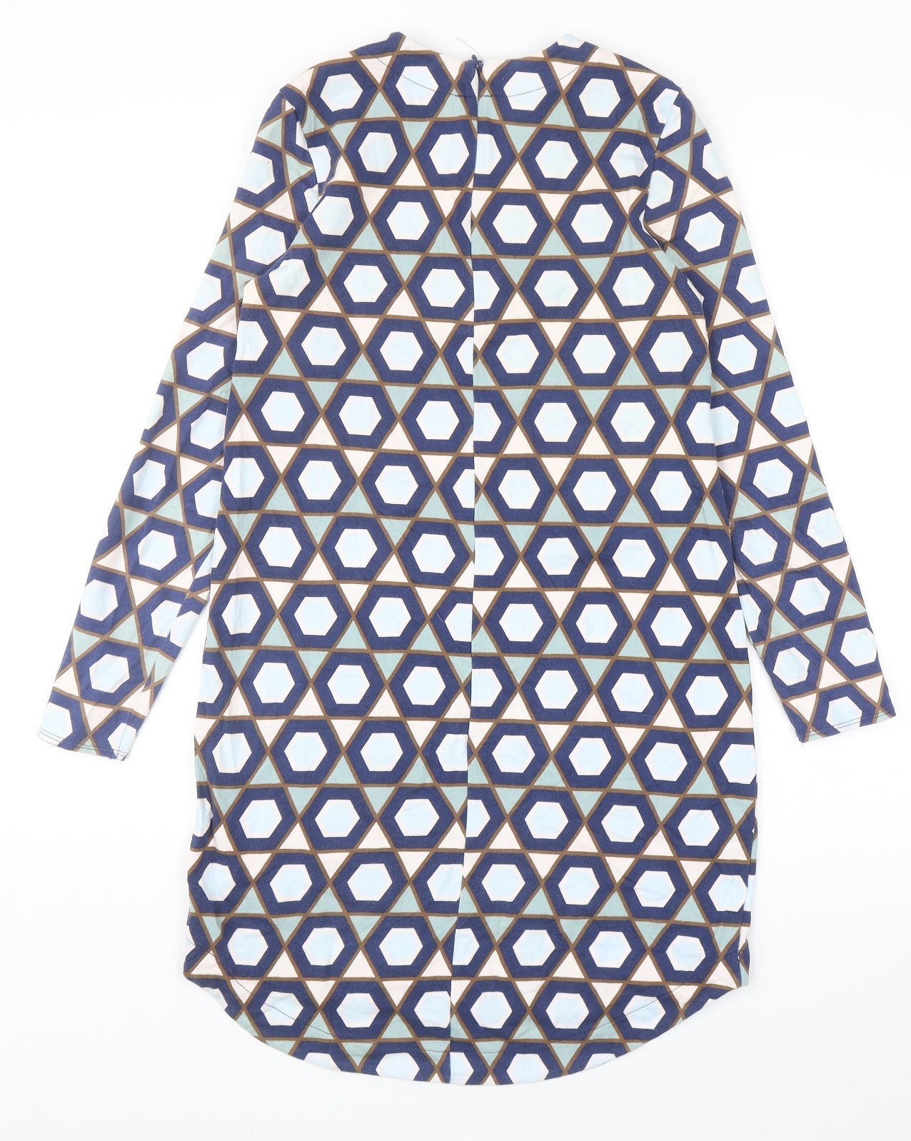 H&M Womens Multicoloured Geometric Cotton Mini Size XS Round Neck Zip