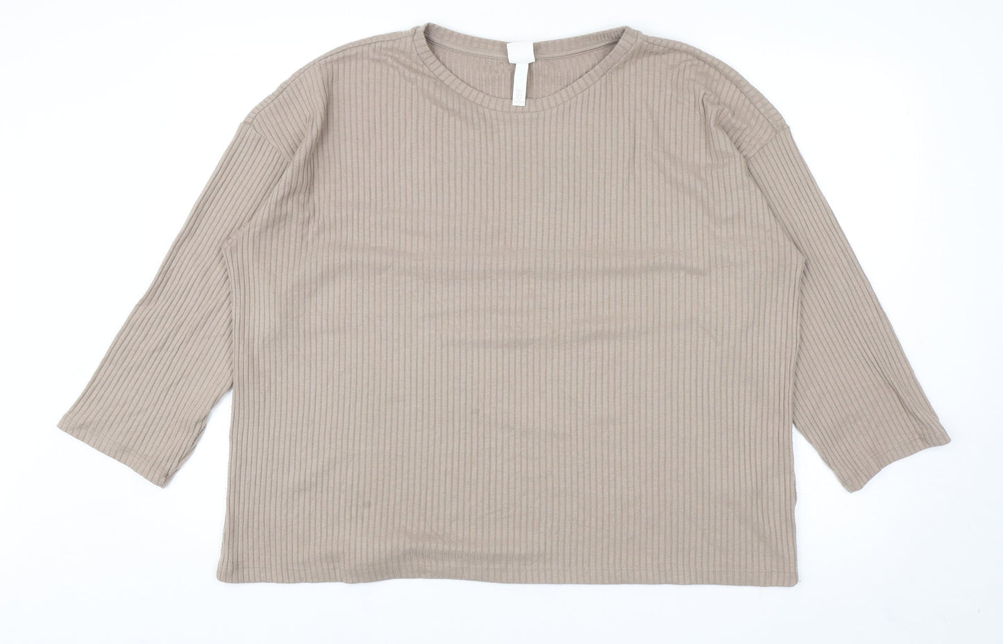 H&M Womens Brown Round Neck Polyester Pullover Jumper Size L