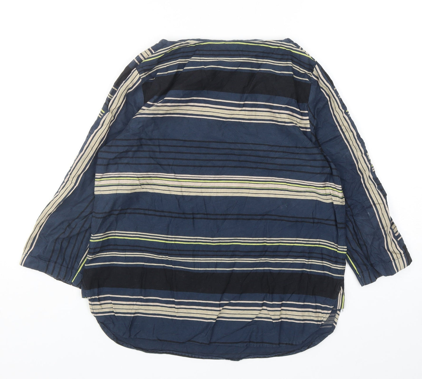 Monsoon Womens Multicoloured Striped Cotton Basic Blouse Size 10 Boat Neck