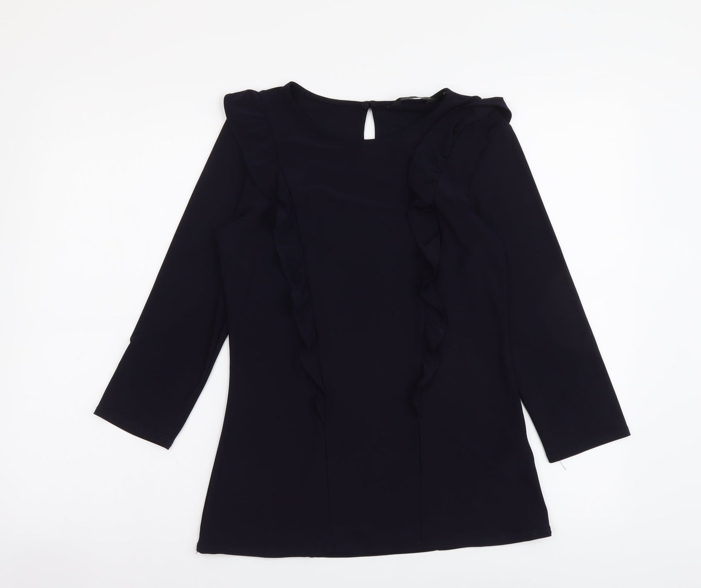 Dorothy Perkins Womens Blue Polyester Basic Blouse Size 10 Round Neck
