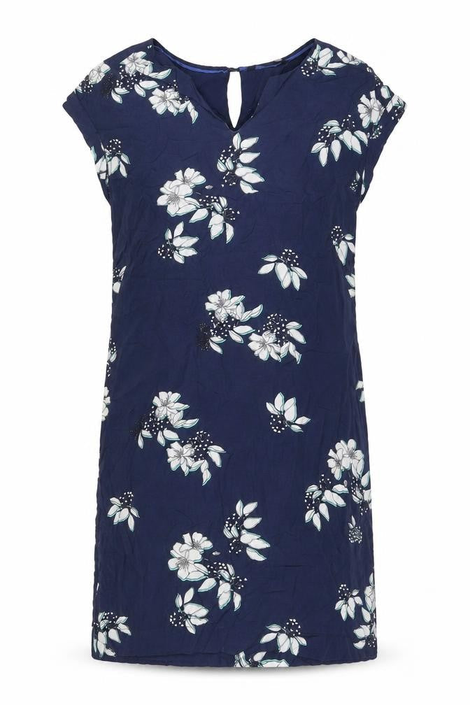 Crew Clothing Blue Floral Viscose A-Line Size 12 V-Neck Pullover