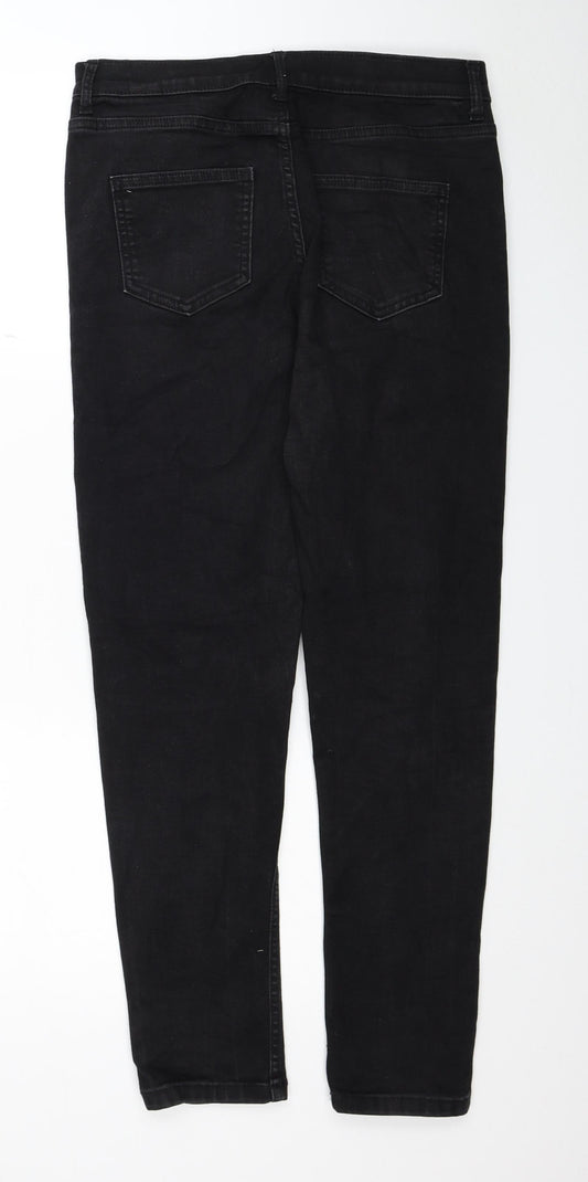 Marks and Spencer Womens Black Cotton Skinny Jeans Size 10 L28 in Regular Zip