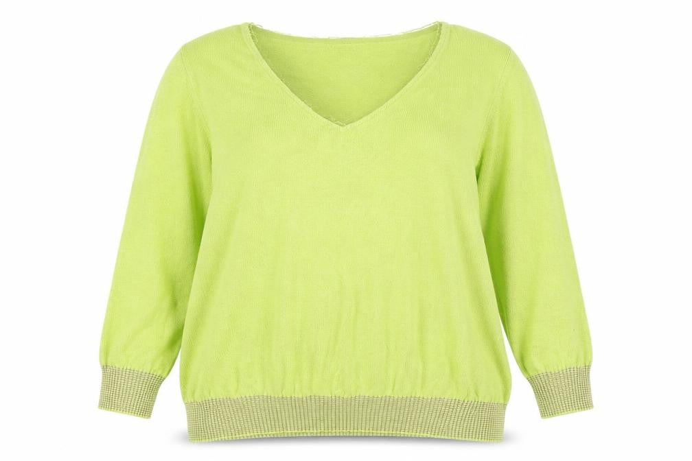 Marks and Spencer Womens Green V-Neck Viscose Pullover Jumper Size 14