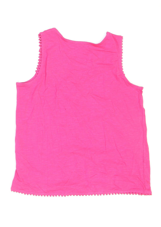 Pepperts Girls Pink Cotton Basic T-Shirt Size 10 Years Round Neck Pullover - 10-12 Years
