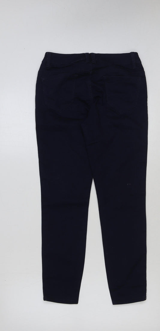 YESYES Womens Blue Cotton Skinny Jeans Size 10 L27 in Regular Button