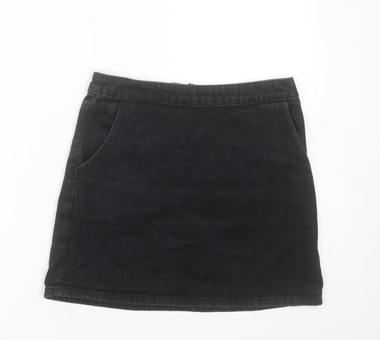 Topshop Womens Blue Cotton A-Line Skirt Size 26 in Zip