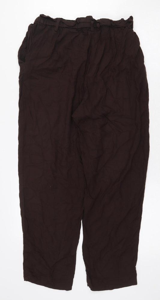 H&M Womens Brown Viscose Trousers Size 10 L24 in Regular