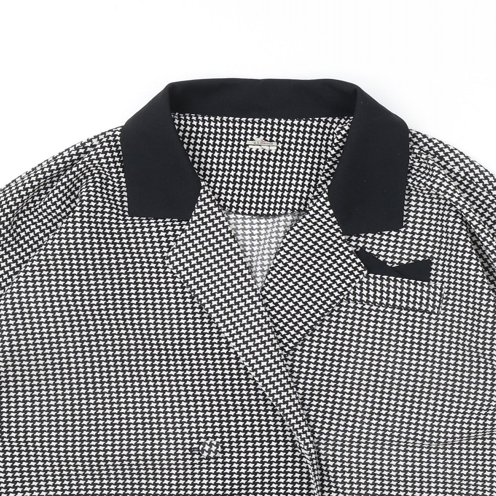 Preworn Womens Black Geometric Jacket Blazer Size 14 Button