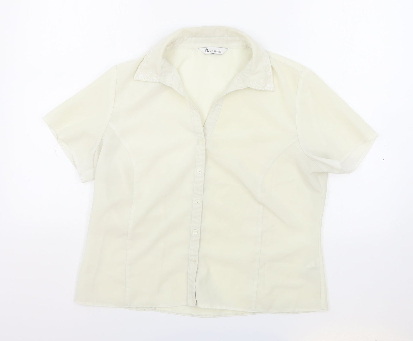 BHS Womens White Polyester Basic Button-Up Size 16 Collared