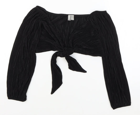 ASOS Womens Black Viscose Cropped Blouse Size 6 V-Neck