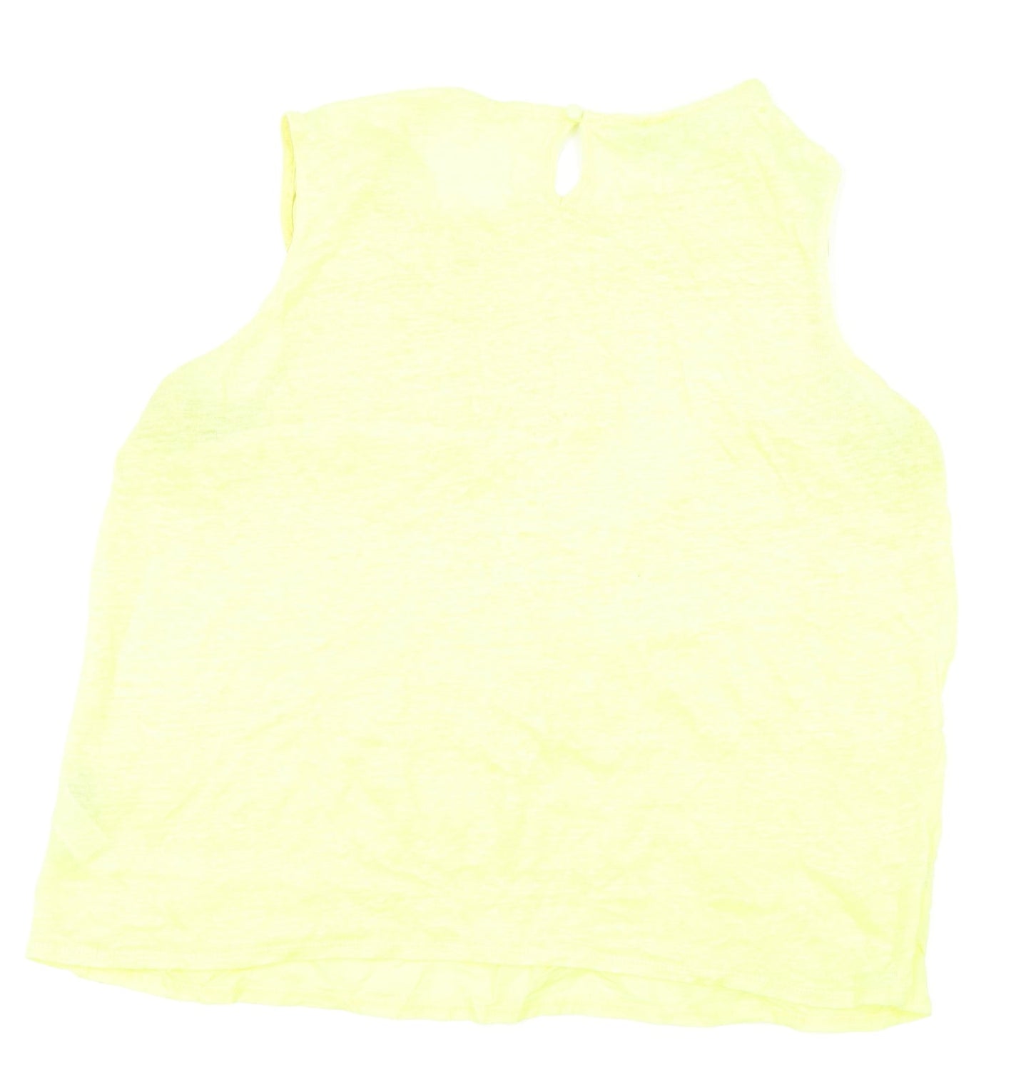 Monsoon Womens Yellow Linen Basic T-Shirt Size 14 Boat Neck