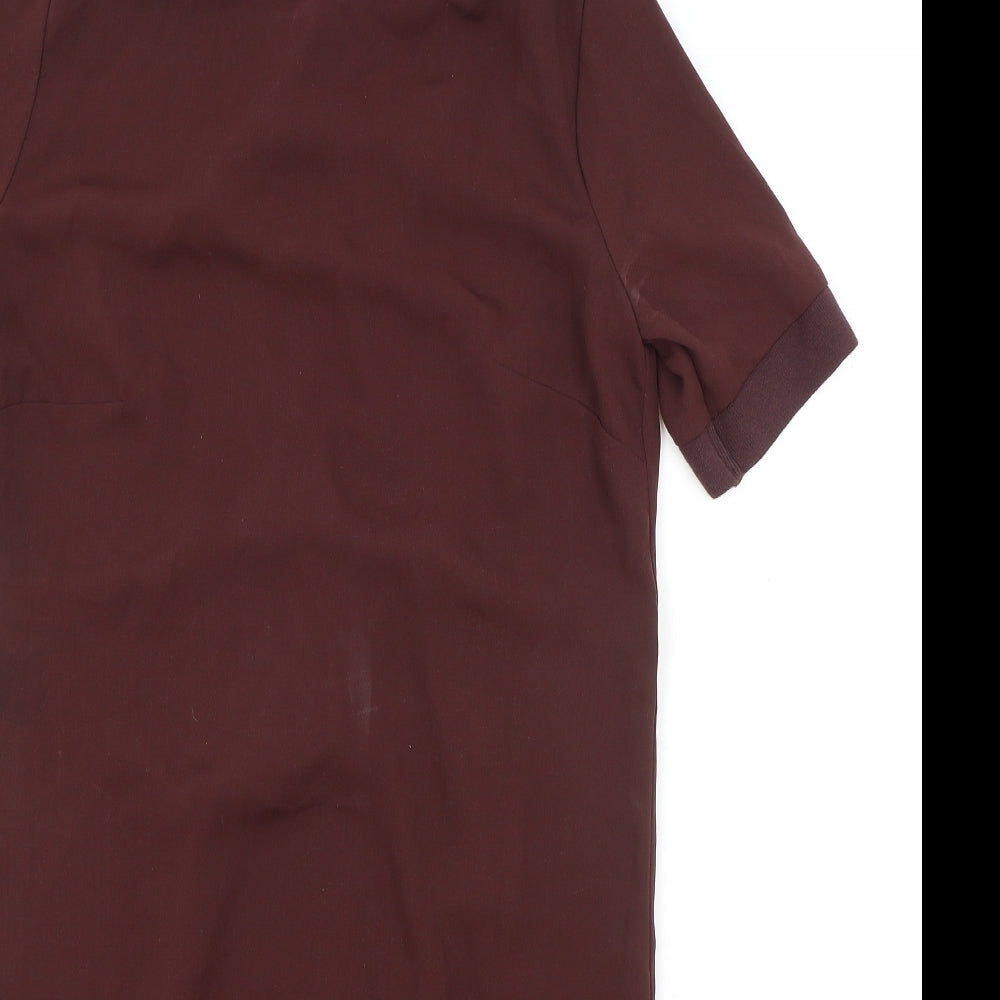 ASOS Womens Brown Polyester A-Line Size 10 Boat Neck Button