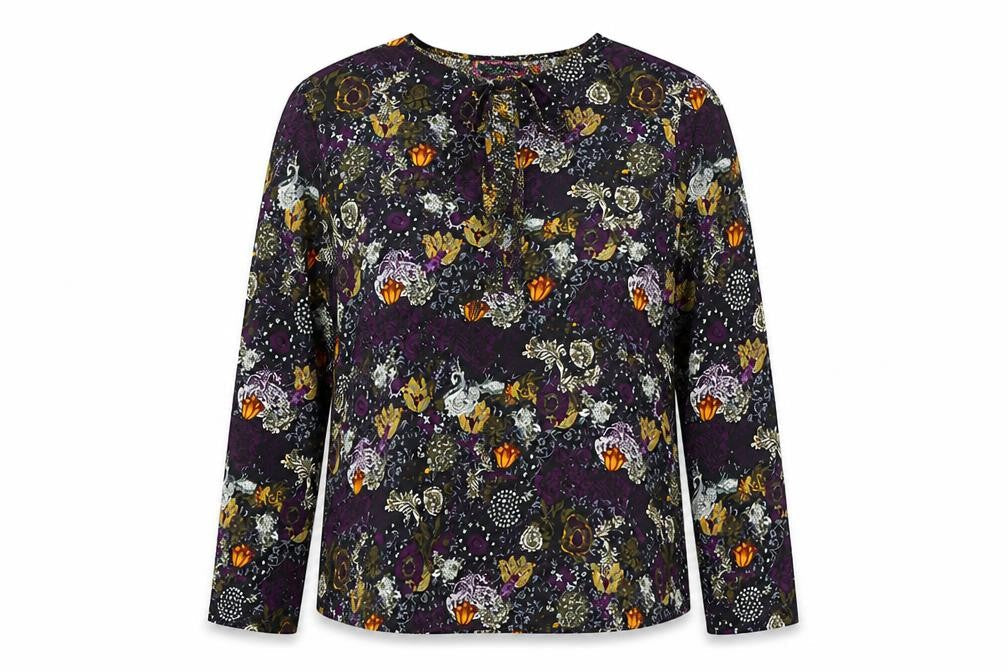 Boohoo Womens Multicoloured Geometric Polyester Basic Blouse Size 12 Round Neck