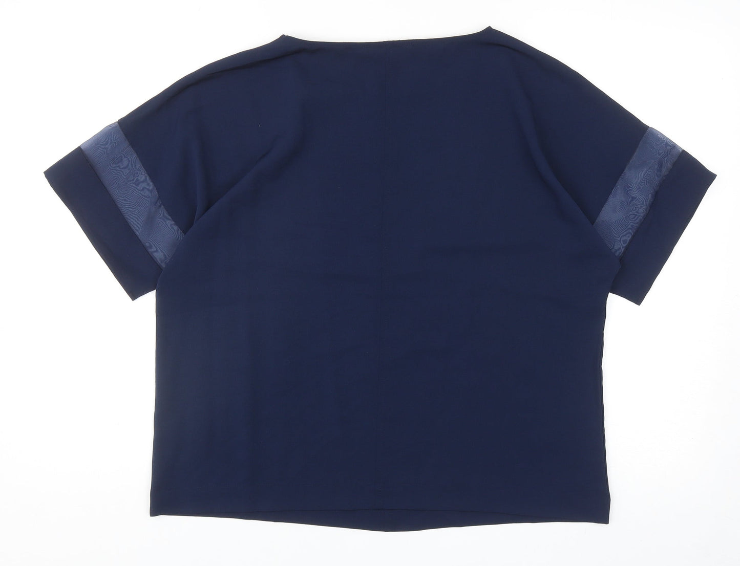 Marks and Spencer Womens Blue Polyester Basic Blouse Size 12 Boat Neck
