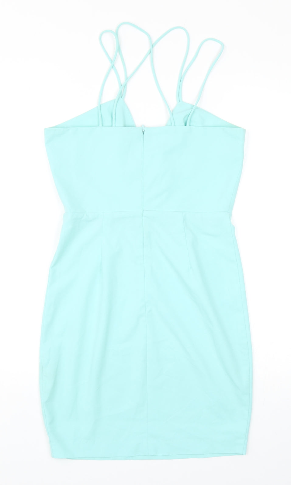 AQ/AQ Womens Blue Polyester Mini Size 10 V-Neck Zip