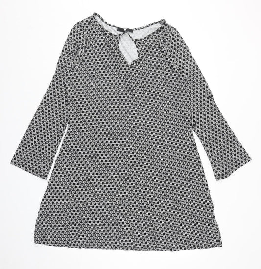 Very Womens Black Geometric Viscose A-Line Size 18 Boat Neck Pullover